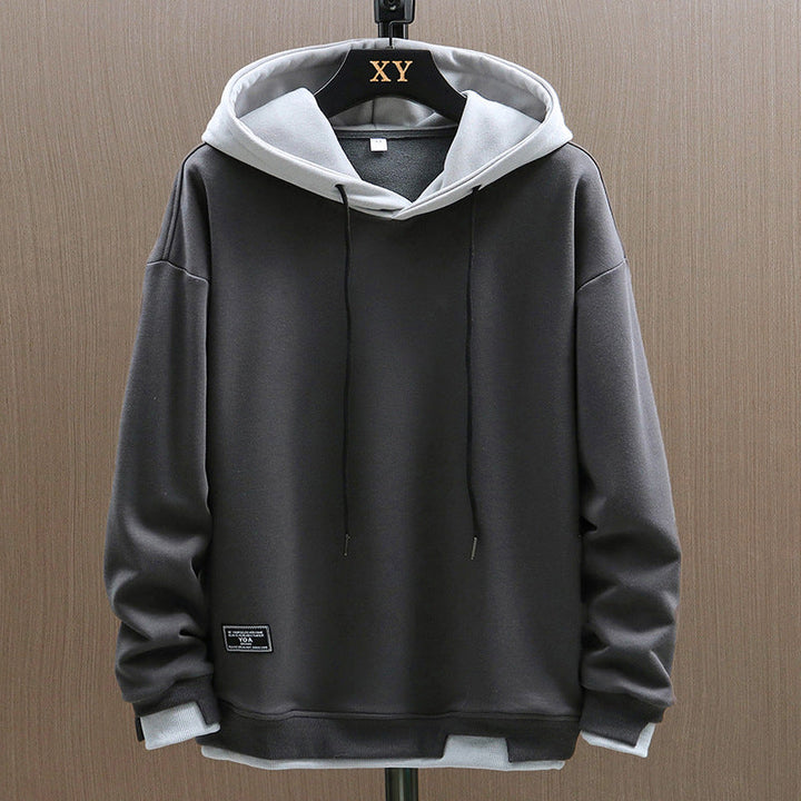 Moderne tweekleurige hoodie voor heren met eigentijds ontwerp