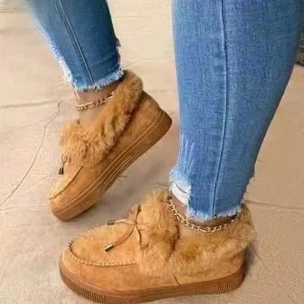Amina - Dameslaarzen rond hoofd dikke zool Orthopedische steunzool dikke warme katoenen schoenen