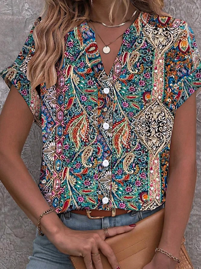 Spezielles Kurzarm-Top mit Print