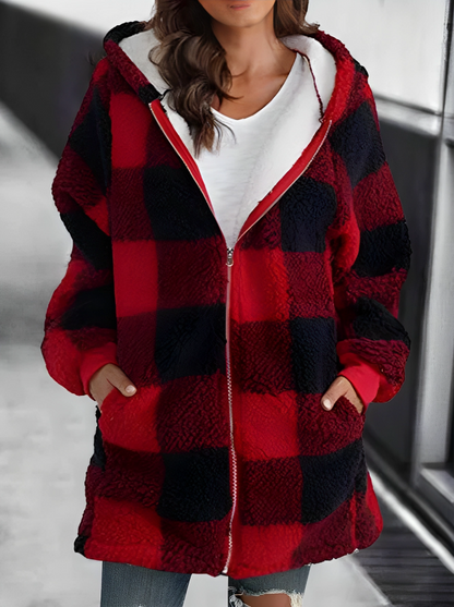 Emma - Dames Oversized Hoodie Plaid Losse Overjas