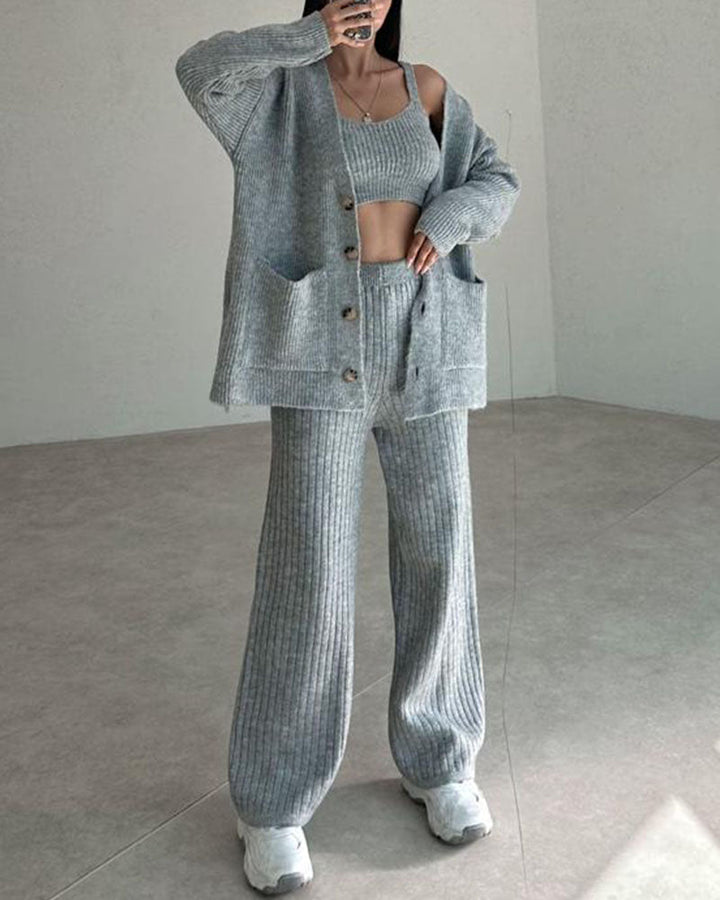 Andrea - Casual gebreide driedelige set in minimalistische stijl