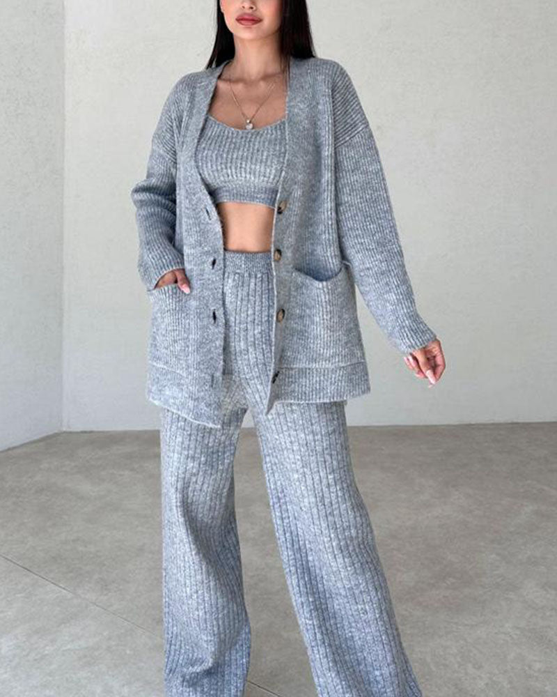 Andrea - Casual gebreide driedelige set in minimalistische stijl