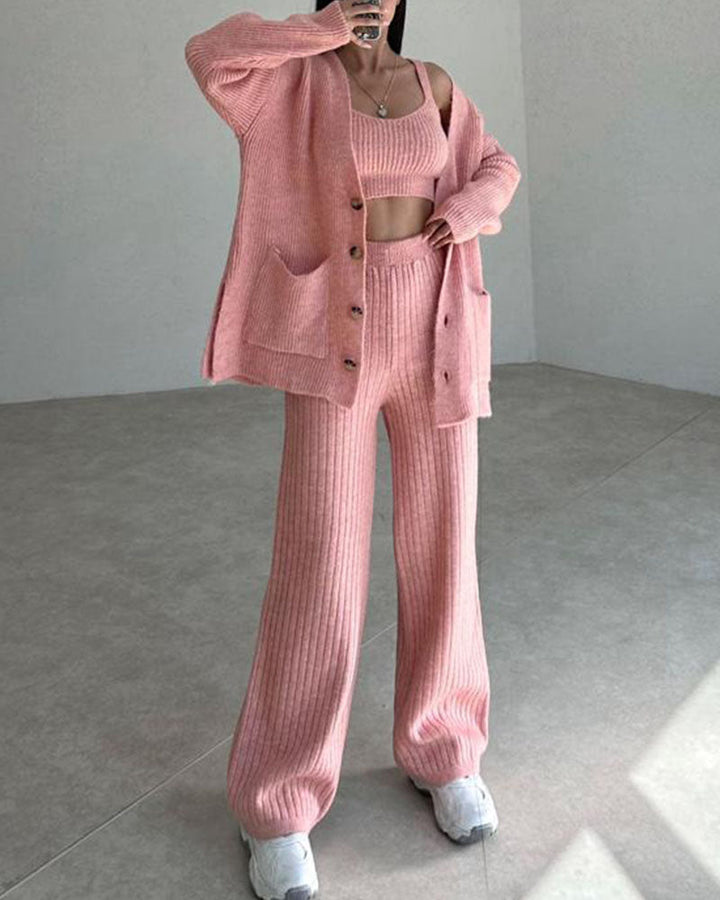 Andrea - Casual gebreide driedelige set in minimalistische stijl