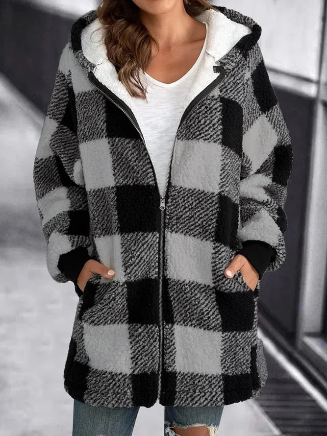 Emma - Dames Oversized Hoodie Plaid Losse Overjas