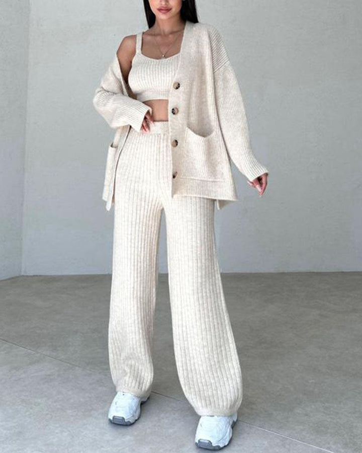 Andrea - Casual gebreide driedelige set in minimalistische stijl