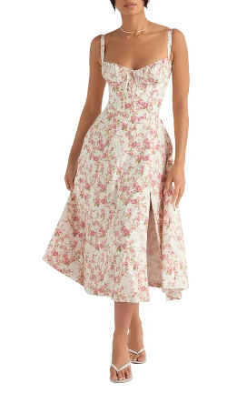 Halfhoge Strapless Jurk met Bloemenprint