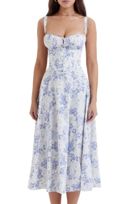 Halfhoge Strapless Jurk met Bloemenprint