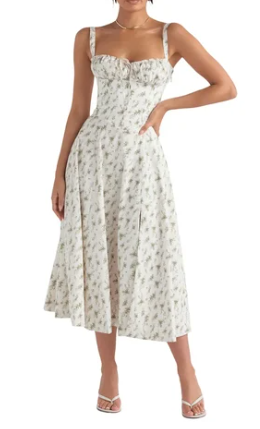 Halfhoge Strapless Jurk met Bloemenprint