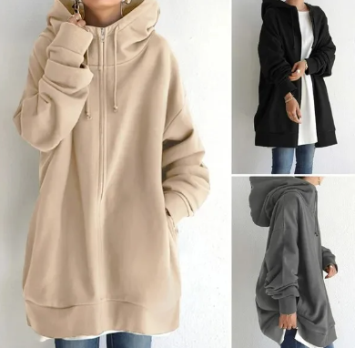 Dameshoodie Met Rits Voor Herfst/winter