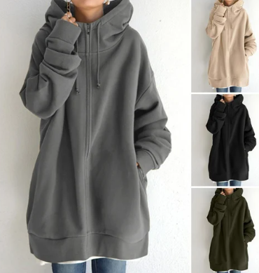 Dameshoodie Met Rits Voor Herfst/winter