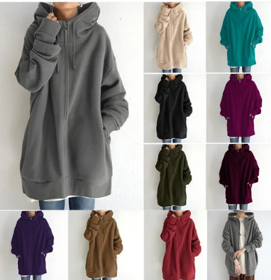 Dameshoodie Met Rits Voor Herfst/winter