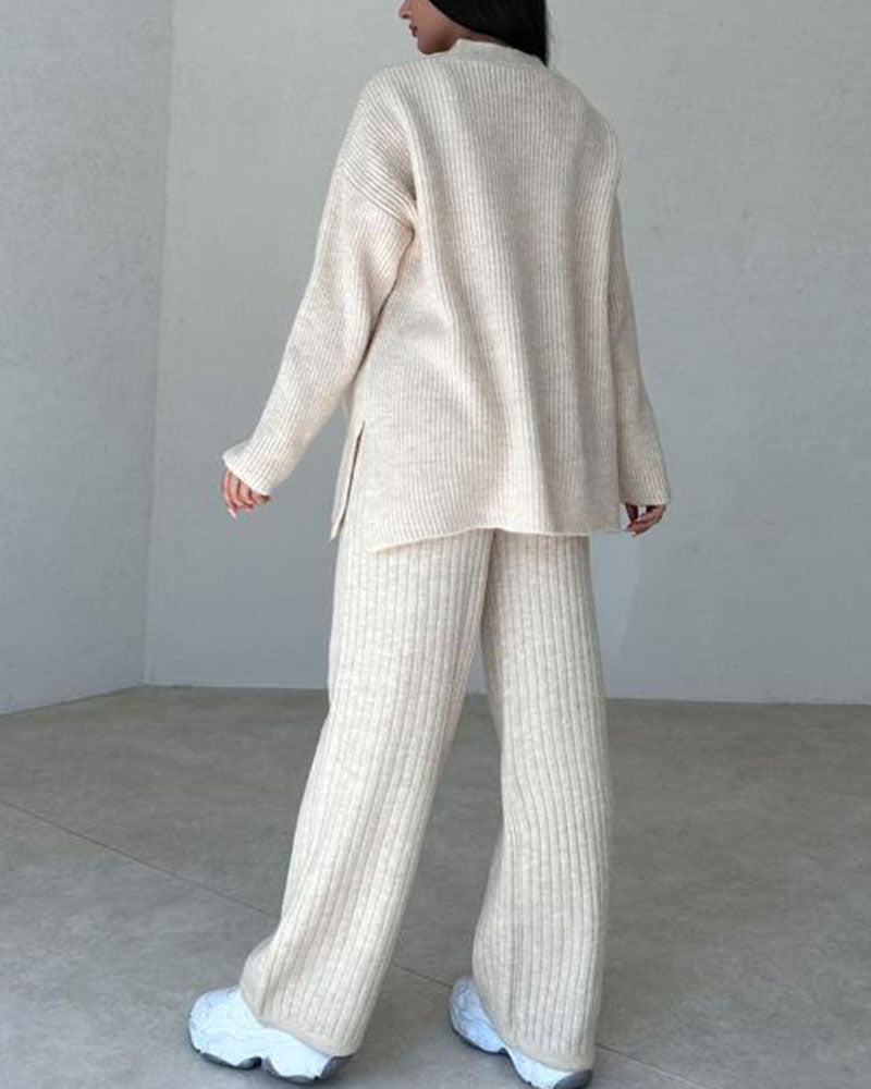 Andrea - Casual gebreide driedelige set in minimalistische stijl