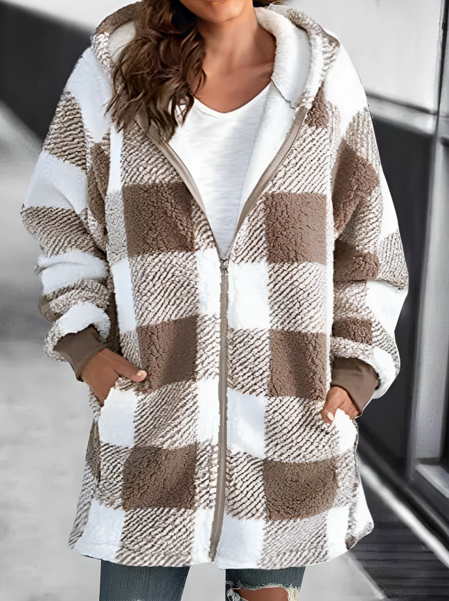 Emma - Dames Oversized Hoodie Plaid Losse Overjas