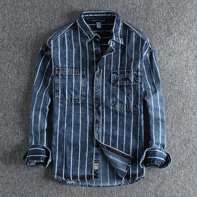 Marcus Modern-Fit Gestreept Denim Overhemd