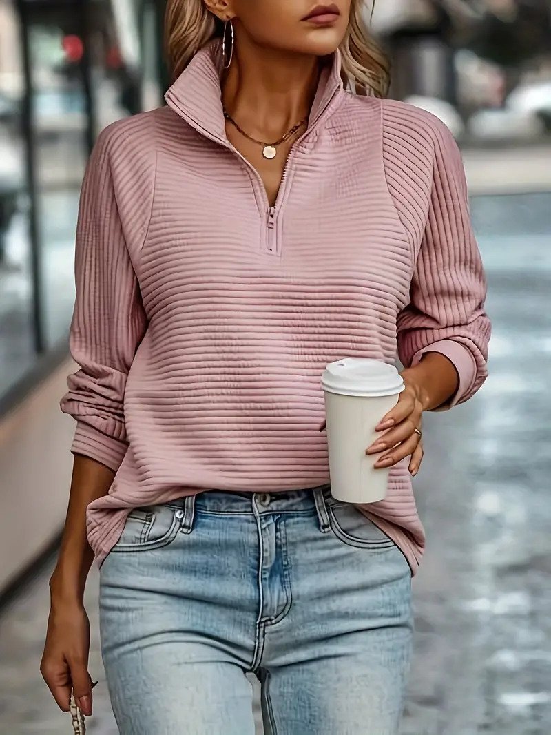Fanne - Roze Effen Top Met V-Hals
