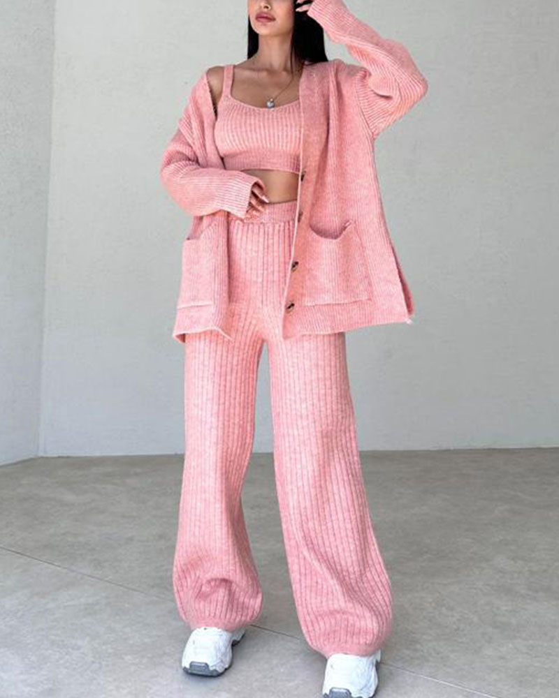 Andrea - Casual gebreide driedelige set in minimalistische stijl